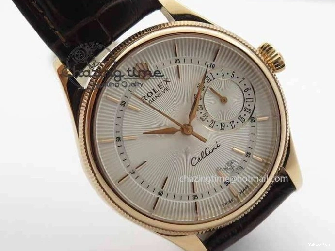 Dial White Stick Brown Best Leather A3165 Strap VF Date Cellini Edition Markers On RG 0910